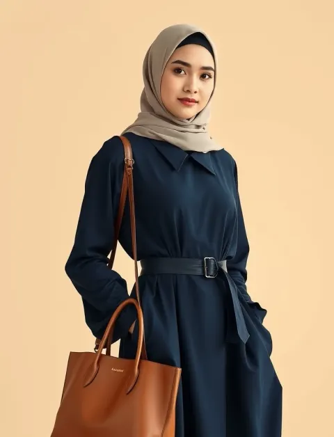 Zahra Belted Abaya Midnight Navy